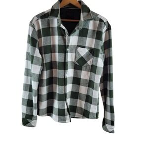 Nomad Flannel Shirt Mens Small Green White Excellent Buffalo Plaid Waffle Lined